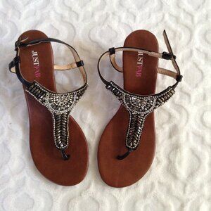JustFab Black and Brown Beaded Wedges